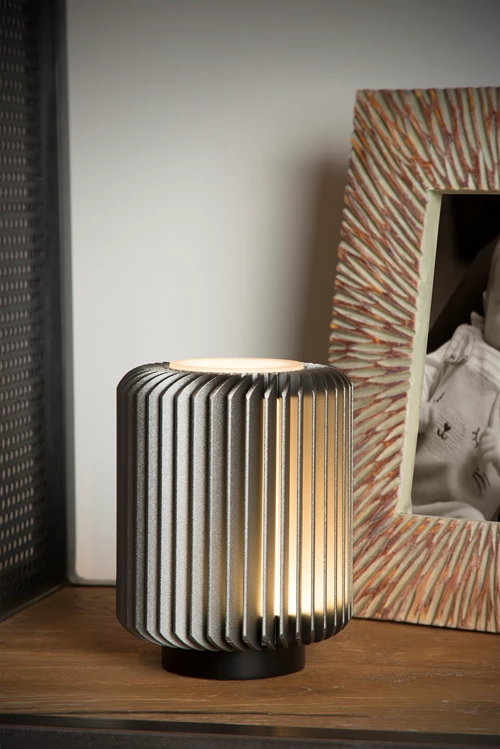 Lucide TURBIN - Lampe de table - Ø 10,6 cm - LED - 1x5W 3000K - Gris - ambiance 1